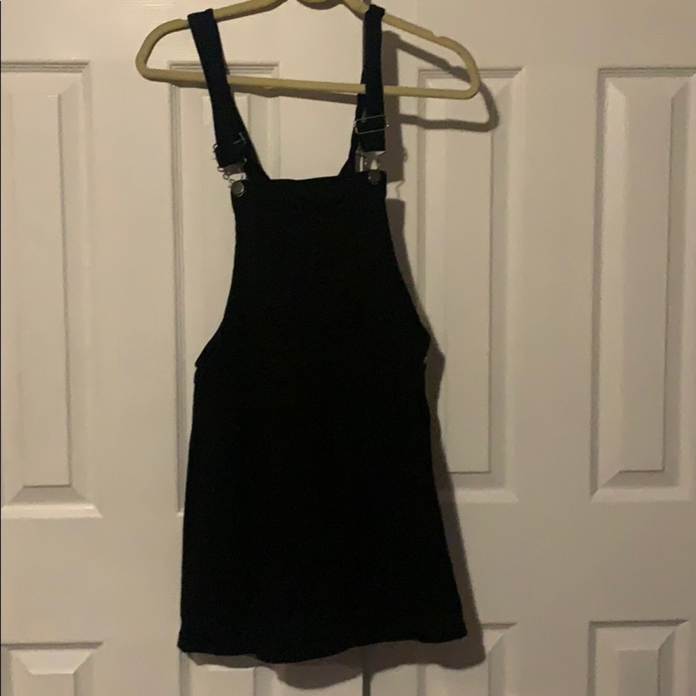 Black denim overall skirt/dress